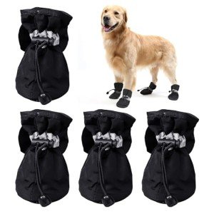 4 Pack Waterproof Non-Slip Dog Shoes - Black