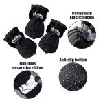 4 Pack Waterproof Non-Slip Dog Shoes - Black