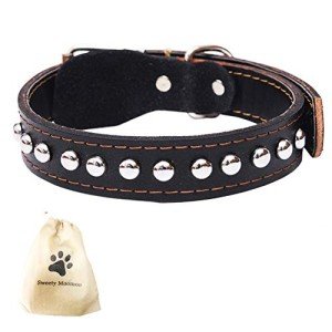 SweetyMooMoo Leather Dog Collar for Large Dogs