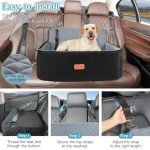 Dog Car Seat for Medium/Large Dogs with Safety Leashes