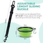 Adjustable Dog Seat Belt with Travel Bowl - 2 Pack