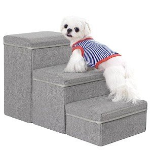 Multi-Level Dog Stairs with Storage - Grey