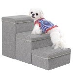 Multi-Level Dog Stairs with Storage - Grey