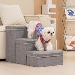 Multi-Level Dog Stairs with Storage - Grey
