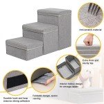 Multi-Level Dog Stairs with Storage - Grey