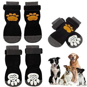 4-Pack Non-Slip Dog Socks with Adjustable Straps