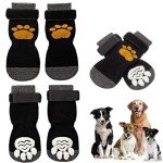 4-Pack Non-Slip Dog Socks with Adjustable Straps