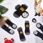 4-Pack Non-Slip Dog Socks with Adjustable Straps