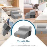 Foam Dog Steps with Removable Cover - Grey