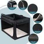 Soft-Sided Dog Kennel with Comfortable Mat - Black