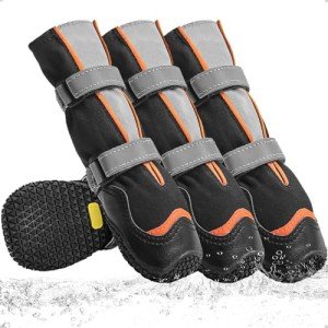 Waterproof Dog Boots with V-Tongue, 4 Pcs XL