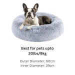 Cozy Grey Plush Round Dog Bed - 60cm