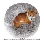 Cozy Grey Plush Round Dog Bed - 60cm