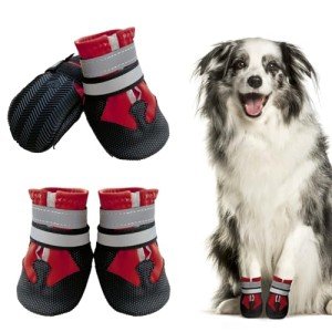 Muecleao Waterproof Dog Boots with Reflective Straps