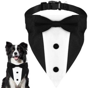 Formal Dog Tuxedo Suit with Bow Tie Collar