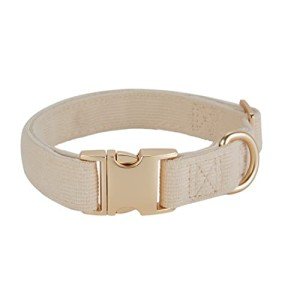 Soft Adjustable Dog Collar with Safety Buckle - Beige