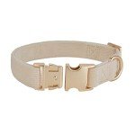 Soft Adjustable Dog Collar with Safety Buckle - Beige