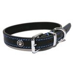 Black Luxury Leather Dog Collar, 14-18 Inch