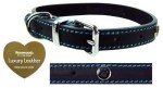 Black Luxury Leather Dog Collar, 14-18 Inch