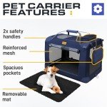 PetProved Collapsible Dog Travel Crate - Navy