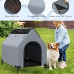 Elevated Large Dog House with Weatherproof Canopy