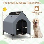Elevated Large Dog House with Weatherproof Canopy