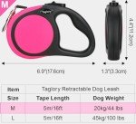 Taglory 5m Retractable Dog Leash - Pink