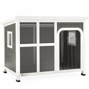 PawHut Wooden Outdoor Dog Kennel with Openable Roof