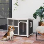PawHut Wooden Outdoor Dog Kennel with Openable Roof