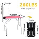Foldable Heavy Duty Dog Grooming Table - Pink
