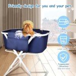 Portable Raised Dog Bathtub with Shower Stand