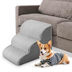 3-Step Non-Slip Dog Stairs with Plush Cover
