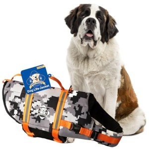 Paws Aboard Dog Life Jacket - Grey Camo/Orange, X-Large