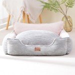 Cozy Elevated Dog Sofa Bed in Grey/Beige
