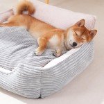 Cozy Elevated Dog Sofa Bed in Grey/Beige