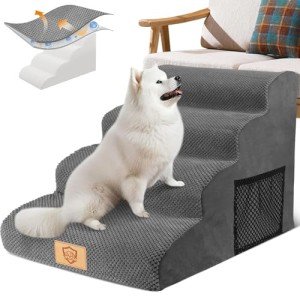 4-Step Dog Steps for Sofa and Bed - Grey
