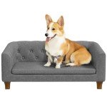 Elevated Grey Dog Sofa Bed with Soft Cushion