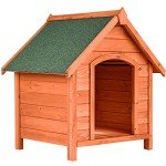 Weather-Resistant Wooden Dog House with Hinged Roof