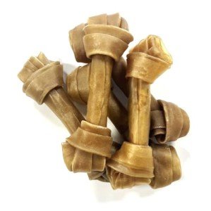 10 Natural Rawhide Knotted Bones for Dogs