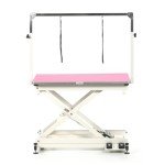 Pink Electric Dog Grooming Table with H Frame