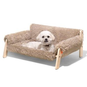 Elevated Wooden Cat Bed with Removable Cover