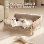 Elevated Wooden Cat Bed with Removable Cover