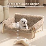 Elevated Wooden Cat Bed with Removable Cover