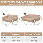 Elevated Wooden Cat Bed with Removable Cover