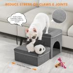 Foldable 2-Step Dog Stairs with Storage