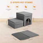 Foldable 2-Step Dog Stairs with Storage
