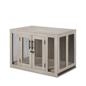 Unipaws Wooden Dog Crate with Bed, Tray, End Table