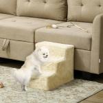 Portable Three-Step Dog Stairs with Washable Cover
