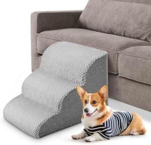 3-Step Non-Slip Dog Stairs with Plush Cover
