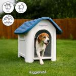 HugglePets Weatherproof Dog Kennel with Window, Grey Roof